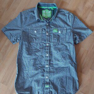 Superdry Short Sleeve Plaid New York  Button Down Shirt rare